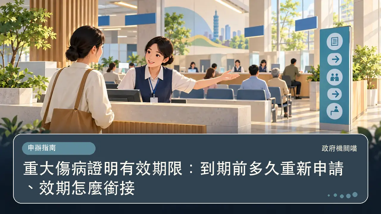 重大傷病證明有效期限：到期前多久重新申請、效期怎麼銜接主題插畫