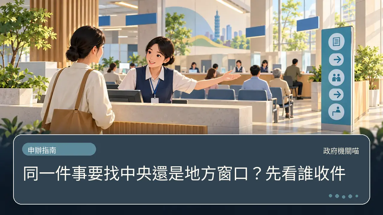 同一件事要找中央還是地方窗口?先看誰收件主題插畫