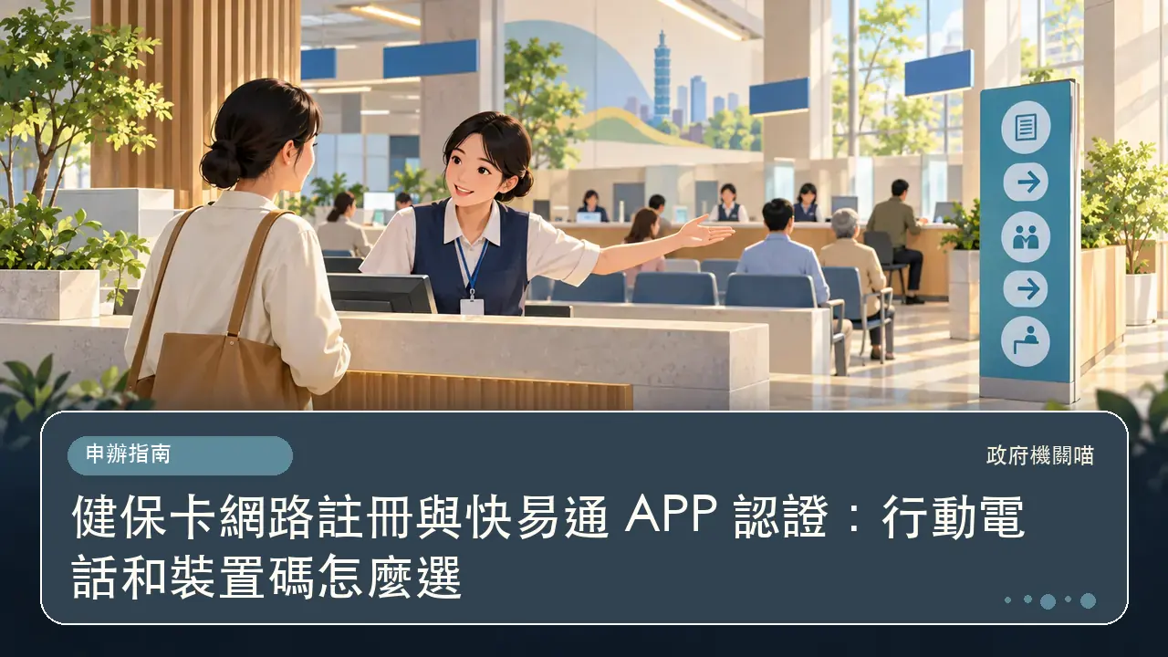 健保卡網路註冊與快易通 APP 認證:行動電話和裝置碼怎麼選主題插畫