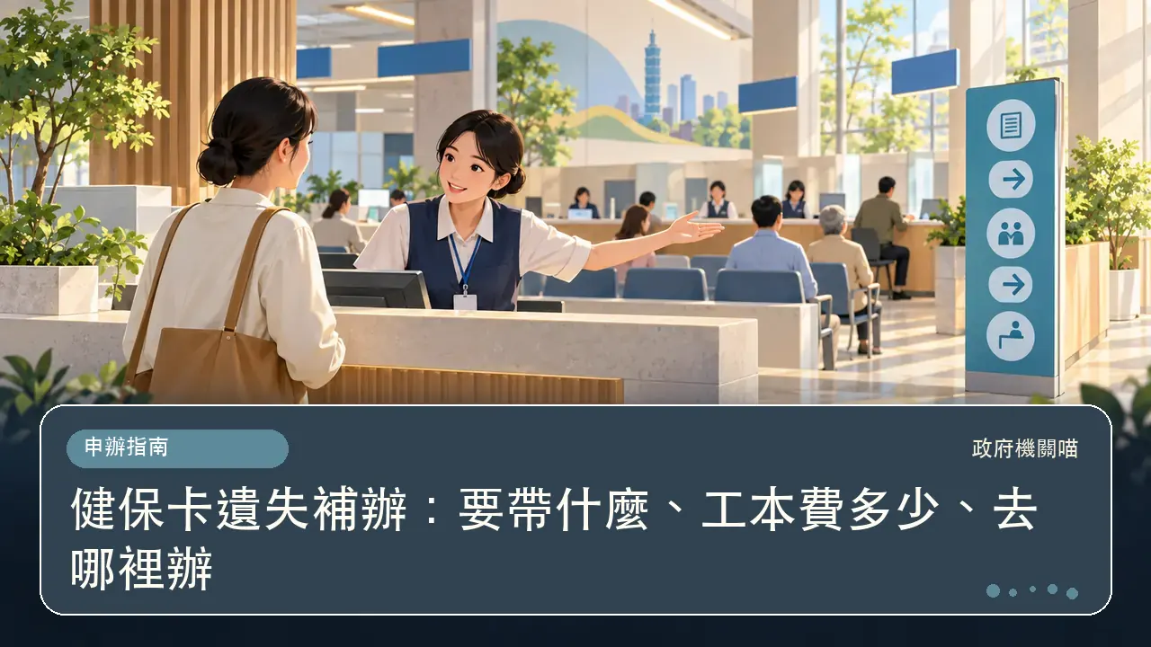 健保卡遺失補辦:要帶什麼、工本費多少、去哪裡辦主題插畫