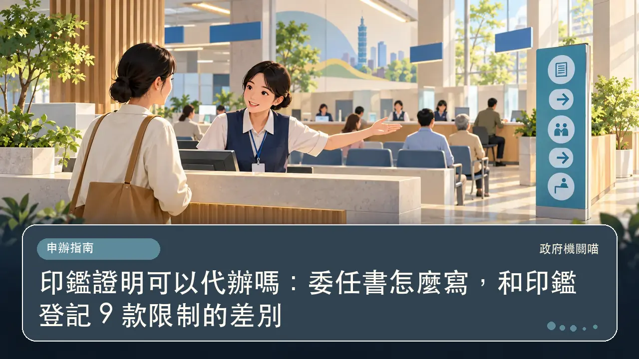 印鑑證明可以代辦嗎:委任書怎麼寫,和印鑑登記 9 款限制的差別主題插畫